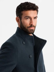 Ombre Herrenmantel mit Stehkragen und asymmetrischer Verschluss Dunkelblau/Hellblau/Blau