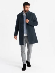 Ombre Herrenmantel mit Stehkragen und asymmetrischer Verschluss Dunkelblau/Hellblau/Blau