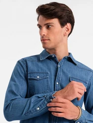 OMBRE Herren Hemd Hellblau/Dunkelblau/Blau