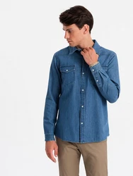 OMBRE Herren Hemd Hellblau/Dunkelblau/Blau