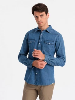 OMBRE Herren Hemd Hellblau/Dunkelblau/Blau