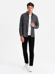 OMBRE Herren Hemd Dunkelgrau/Grau/Hellgrau/Hellblau