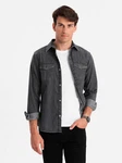 OMBRE Herren Hemd Dunkelgrau/Grau/Hellgrau/Hellblau