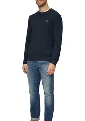 s.Oliver Strickpullover mit Logo Stickerei Dunkelblau/Schwarz