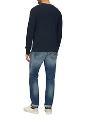 s.Oliver Strickpullover mit Logo Stickerei Dunkelblau/Schwarz