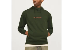 Jack & Jones Kapuzensweatshirt JJTree Sweat Hood oliv/orange