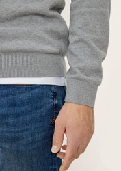 s.Oliver Strickpullover mit V-Ausschnitt und Logo Grau/Hellgrau