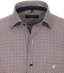 CASAMODA Langarm Businesshemd Comfort Fit Kentkragen Print Braun/Grau