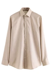 Next Langarmhemd Regular Fit Signature Royal-Oxford Beige/Khaki/Braun/Weiß