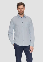 s.Oliver Langarmhemd Slim Fit Modell mit Kentkragen Grau/Hellblau/Blau
