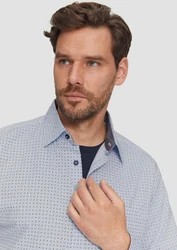 s.Oliver Langarmhemd Slim Fit Modell mit Kentkragen Grau/Hellblau/Blau
