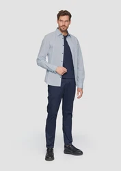 s.Oliver Langarmhemd Slim Fit Modell mit Kentkragen Grau/Hellblau/Blau