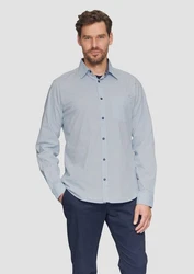 s.Oliver Langarmhemd Slim Fit Modell mit Kentkragen Grau/Hellblau/Blau