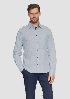 s.Oliver Langarmhemd Slim Fit Modell mit Kentkragen Grau/Hellblau/Blau s.Oliver Langarmhemd Slim Fit Modell mit Kentkragen Grau/Hellblau/Blau