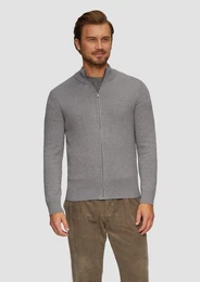 Strickjacke Strickjacke mit Stehkragen Rippblende