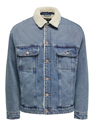 ONLY & SONS Outdoorjacke ONSWILSON SHERPA DBTINT Blau/Hellblau