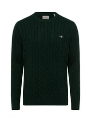 Gant Rundhalspullover COTTON CABLE C-NECK Dunkelgrün/Grün