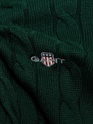Gant Rundhalspullover COTTON CABLE C-NECK Dunkelgrün/Grün
