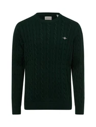 Gant Rundhalspullover COTTON CABLE C-NECK Dunkelgrün/Grün