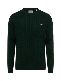 Gant Rundhalspullover COTTON CABLE C-NECK Dunkelgrün/Grün