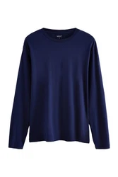 Next Langarmshirt Rundhalsshirt Regular Fit Dunkelblau/Blau