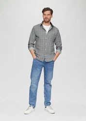 s.Oliver Langarmhemd Slim Fit Modell mit Kentkragen Grau/Rot/Blau