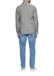 s.Oliver Langarmhemd Slim Fit Modell mit Kentkragen Grau/Rot/Blau