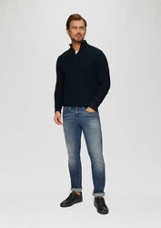 s.Oliver Strickpullover mit Troyerkragen Dunkelblau