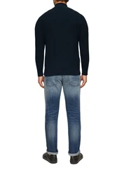 s.Oliver Strickpullover mit Troyerkragen Dunkelblau