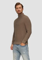 s.Oliver Strickpullover mit Troyerkragen Braun/Khaki/Grau/Beige