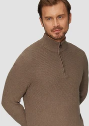 s.Oliver Strickpullover mit Troyerkragen Braun/Khaki/Grau/Beige