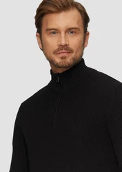 s.Oliver Strickpullover mit Troyerkragen Schwarz