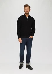 s.Oliver Strickpullover mit Troyerkragen Schwarz