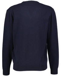 Gant Strickpullover Superfine Lambswool V-Neck Dunkelblau/Blau