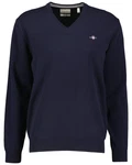Gant Strickpullover Superfine Lambswool V-Neck Dunkelblau/Blau