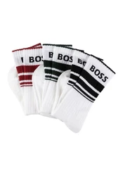 BOSS Freizeitsocken 3P QS Rib Stripe CC mit BOSS Logo Dunkelrot/Bordeaux/Beige/Braun