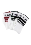 BOSS Freizeitsocken 3P QS Rib Stripe CC mit BOSS Logo Dunkelrot/Bordeaux/Beige/Braun