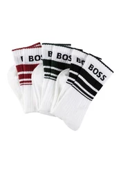 BOSS Freizeitsocken 3P QS Rib Stripe CC mit BOSS Logo Dunkelrot/Bordeaux/Beige/Braun
