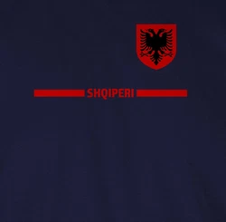 Shirtracer Rundhalsshirt Albanien Trikot Wappen Shqipri Fan-Motiv Fussball EM Fanartikel Dunkelblau/Hellblau/Blau