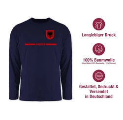 Shirtracer Rundhalsshirt Albanien Trikot Wappen Shqipri Fan-Motiv Fussball EM Fanartikel Dunkelblau/Hellblau/Blau