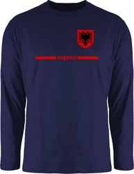 Shirtracer Rundhalsshirt Albanien Trikot Wappen Shqipri Fan-Motiv Fussball EM Fanartikel Dunkelblau/Hellblau/Blau
