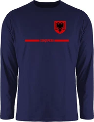 Shirtracer Rundhalsshirt Albanien Trikot Wappen Shqipri Fan-Motiv Fussball EM Fanartikel Dunkelblau/Hellblau/Blau