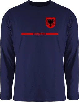 Shirtracer Rundhalsshirt Albanien Trikot Wappen Shqipri Fan-Motiv Fussball EM Fanartikel Dunkelblau/Hellblau/Blau