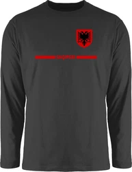 Shirtracer Rundhalsshirt Albanien Trikot Wappen Shqipri Fan-Motiv Fussball EM Fanartikel Dunkelgrau/Rot/Grau/Schwarz