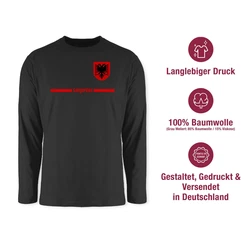 Shirtracer Rundhalsshirt Albanien Trikot Wappen Shqipri Fan-Motiv Fussball EM Fanartikel Dunkelgrau/Rot/Grau/Schwarz