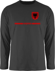 Shirtracer Rundhalsshirt Albanien Trikot Wappen Shqipri Fan-Motiv Fussball EM Fanartikel Dunkelgrau/Rot/Grau/Schwarz