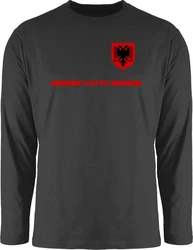 Shirtracer Rundhalsshirt Albanien Trikot Wappen Shqipri Fan-Motiv Fussball EM Fanartikel Dunkelgrau/Rot/Grau/Schwarz