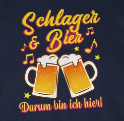 Shirtracer T-Shirt Schlager & Bier darum bin ich hier! Dunkelblau/Rosa/Beige/Braun