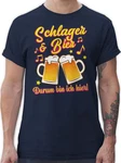 Shirtracer T-Shirt Schlager & Bier darum bin ich hier! Dunkelblau/Rosa/Beige/Braun