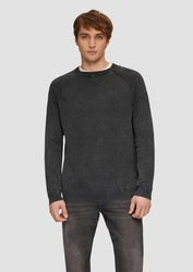 QS Strickpullover Garment Dye Dunkelgrau/Schwarz/Grau
